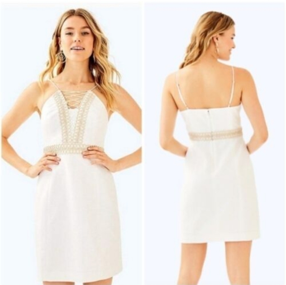 Lilly Pulitzer Trista Halter Sheath Dress white gold size 0